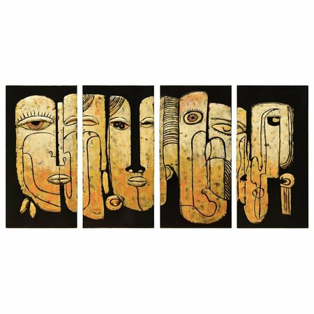 SOLID STORAGE SUPPLIES 64 x 32 in. Totem Poles Abstracr Face Hand Painted Primo Mixed Media Iron Wall 3D Metal Wall Art SO2957050